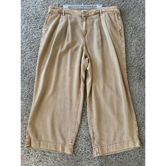 Lane Bryant Womens Mid-Rise Wide Leg Tan Pants Size 20 Casual Relaxed Fit - Picture 2 of 9
